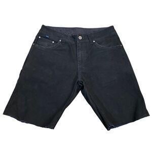KÜHL Men's Black Vintage Patina Dye Canvas Shorts Raw Hem Cut Offs Size 33